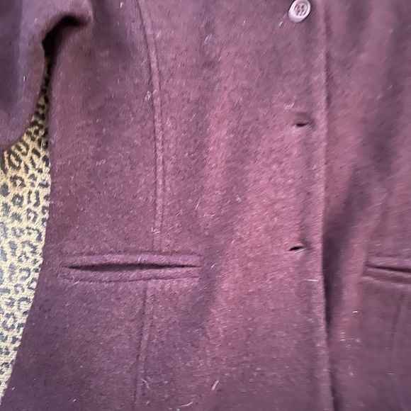 Burgundy Wool Blend Blazer Notched Lapels - Picture 7 of 7